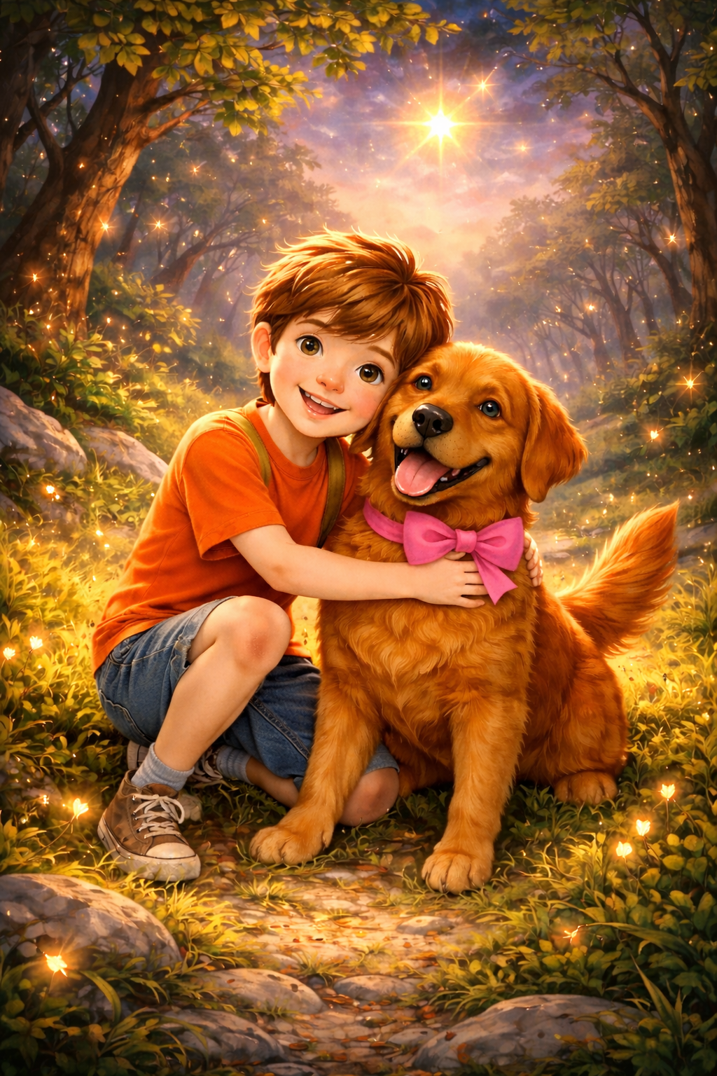 Leo and Sashi in the magical forest